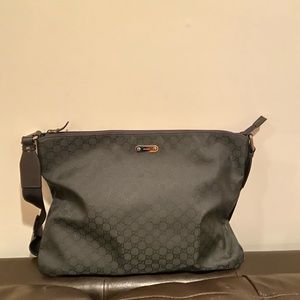 Never Used Gucci Unisex Black Canvas Messenger Bag